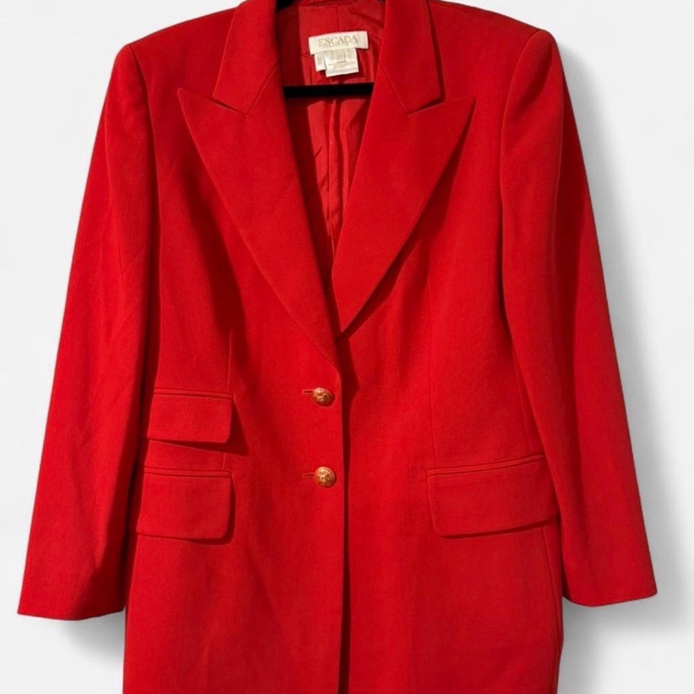 Escada Vibrant Red Tailored Wool-Blend Blazer